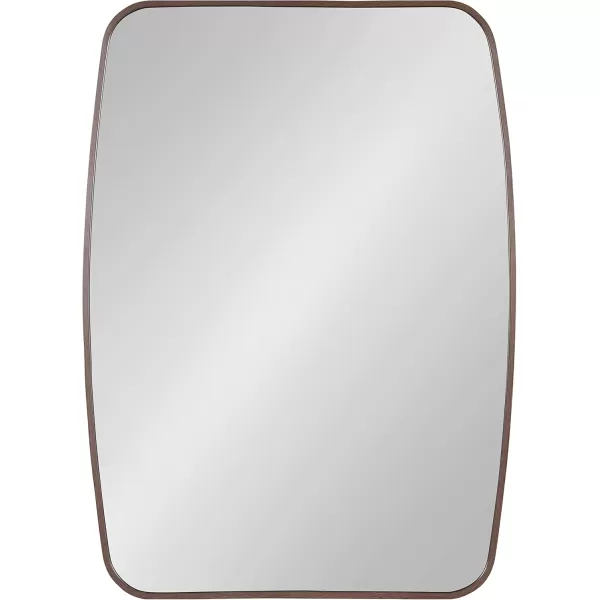 imageKate and Laurel Zayda MidCentury Modern Square Barrel Oval Framed Wall Mirror 20 x 28 Walnut Metal Minimalist Oval Mirror with Rich Woodgrain Finish and Slim Frame ProfileWalnut Brown