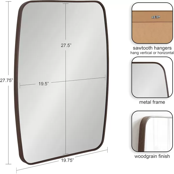imageKate and Laurel Zayda MidCentury Modern Square Barrel Oval Framed Wall Mirror 20 x 28 Walnut Metal Minimalist Oval Mirror with Rich Woodgrain Finish and Slim Frame ProfileWalnut Brown