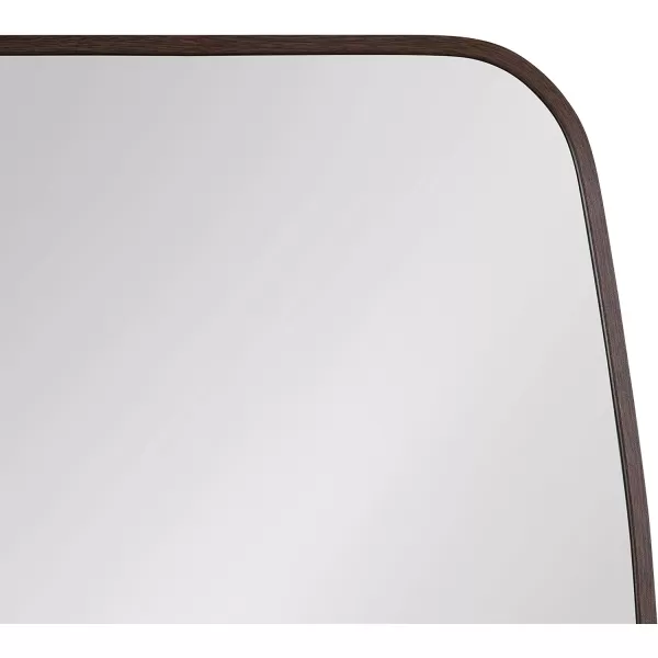 imageKate and Laurel Zayda MidCentury Modern Square Barrel Oval Framed Wall Mirror 20 x 28 Walnut Metal Minimalist Oval Mirror with Rich Woodgrain Finish and Slim Frame ProfileWalnut Brown