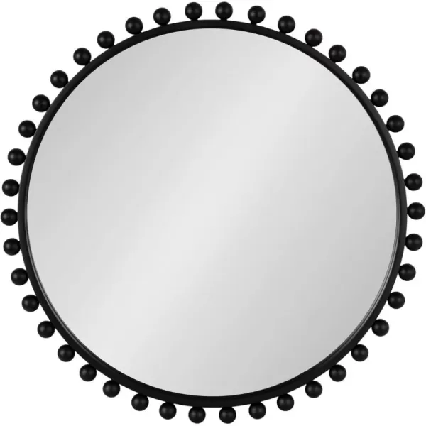 imageKate and Laurel Beade Modern Round Ball Beaded Wall Mirror 28 Inch Diameter Black Transitional Circle Mirror for Use as Bathroom Mirror or Entryway Mirror Decor