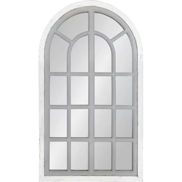 imageKate and Laurel Boldmere Rustic Windowpane Wall Mirror 22 x 38 Rustic White FarmhouseInspired Home DecorGrey