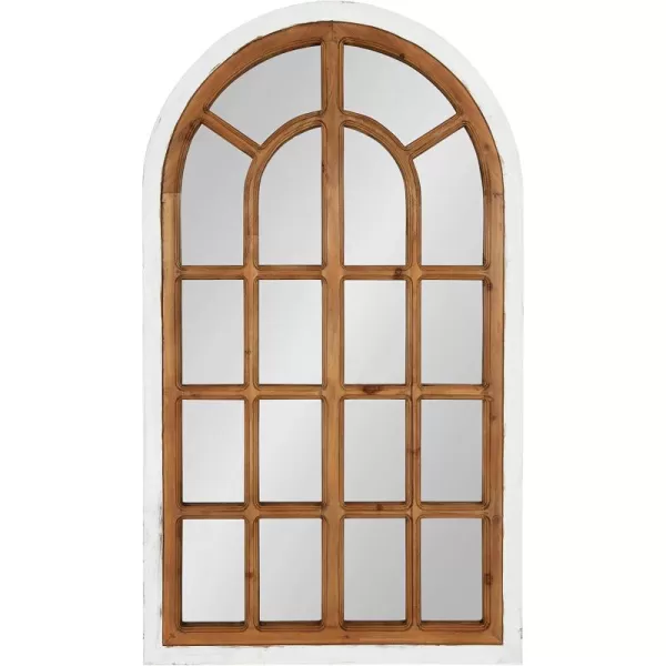 imageKate and Laurel Boldmere Rustic Windowpane Wall Mirror 22 x 38 Rustic White FarmhouseInspired Home DecorWhiteBrown