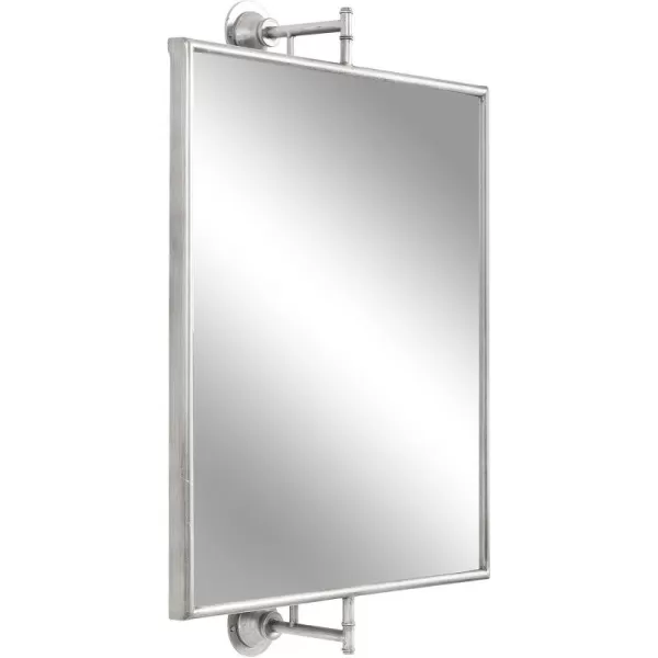 imageKate and Laurel Darbridge Farmhouse Rectangle Pivot Mirror 24 x 40 Black Vintage Adjustable Rectangular Bathroom Wall Mirror for Use Horizontally or VerticallySilver