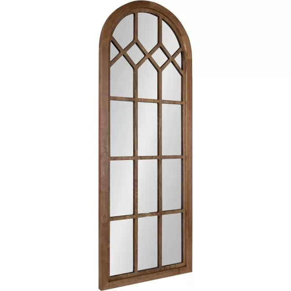 imageKate and Laurel Gilcrest Traditional Arch Wood Framed Windowpane Wall Mirror 18 x 47 Rustic Brown Farmhouse Decorative MirrorRustic Brown