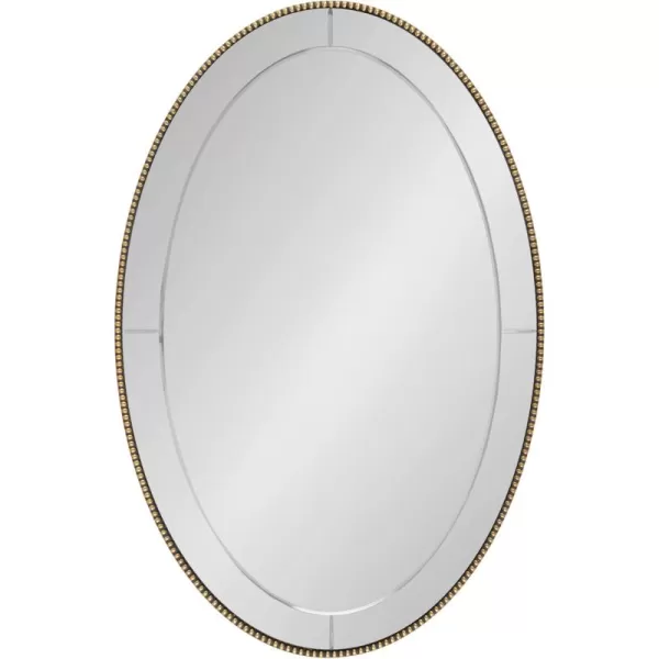 imageKate and Laurel Gwendolyn Antique Beaded Oval Wall Mirror 24 x 36 Gold Sophisticated Vintage Bathroom Mirror Wall Decor with Engraved Groove Detailing