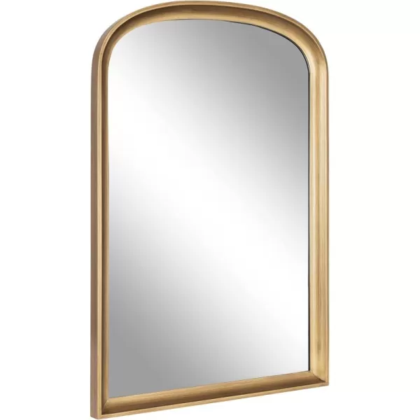 imageKate and Laurel Hatherleigh Modern Arched Wooden Wall Mirror 24 x 36 Gold Decorative Wood Basket Arch Mirror for Use in Bathroom Entryway or BedroomGold