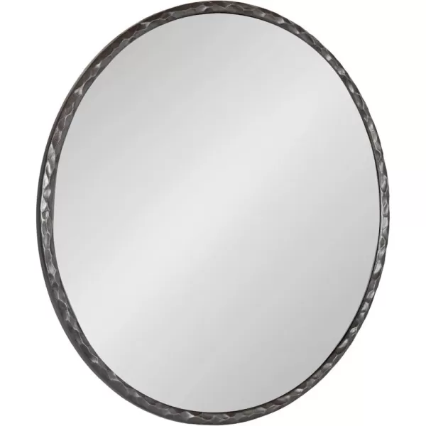 imageKate and Laurel Jedda Modern Textured Round Mirror 26 Inch Diameter Gray Gunmetal Decorative Circle Mirror with Textured Resin Frame for Use as Bathroom Mirror for Vanity or Minimal Bedroom Mirror