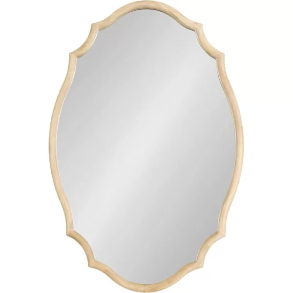 imageKate and Laurel Leanna Wooden Scalloped Oval Mirror 24 x 36 Natural Wood Traditional Scalloped Mirror for Use as Bathroom Mirror for Over Sink or Entryway Mirror Decor Option
