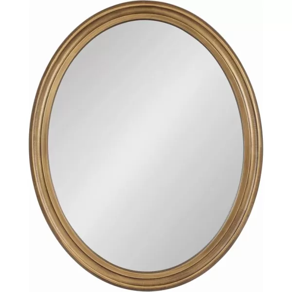 imageKate and Laurel Mansell Oval Wall Mirror 24 x 30 Rustic Brown Rustic Farmhouse Wooden Mirror with Modern Oval ShapeGold