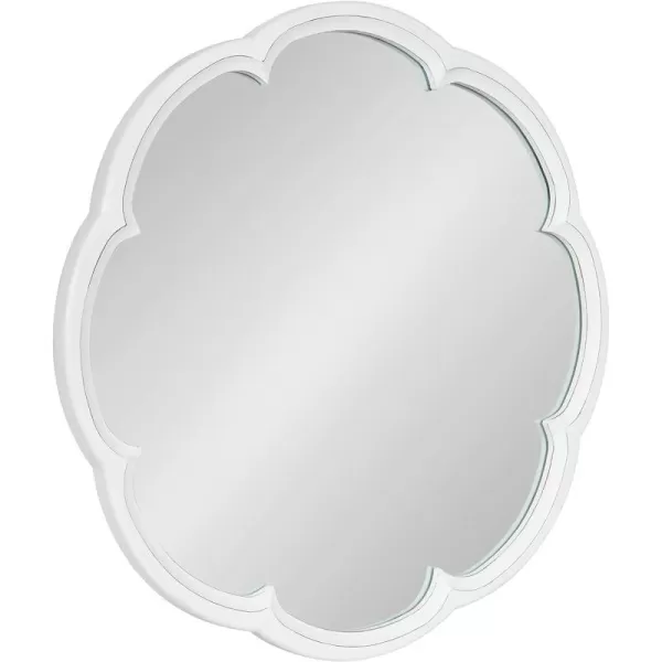 imageKate and Laurel Maren Decorative Coastal Scalloped Round Mirror with Soft Curvature and Light Paint Distressing 26quot Diameter White