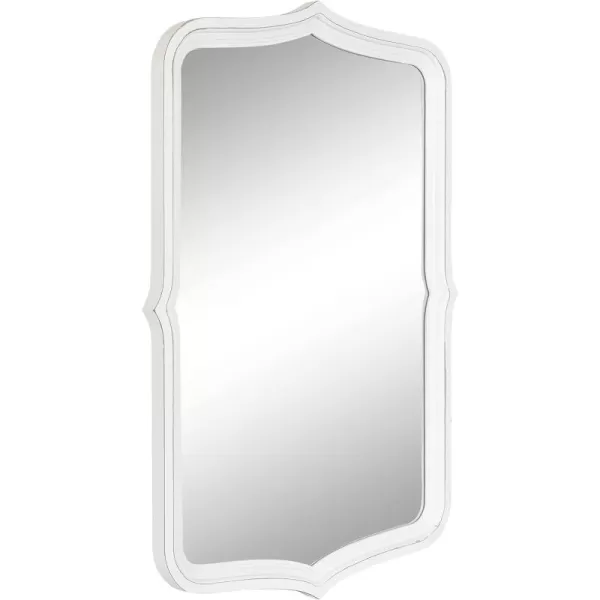 imageKate and Laurel Preble Traditional Scalloped Wall Mirror 23 x 35 Gold Soft Painted Vintage Curvy Bathroom Vanity Mirror with Stepped Profile for Elegant Home DecorWhite