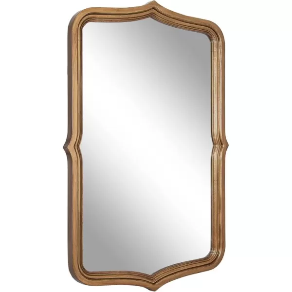 imageKate and Laurel Preble Traditional Scalloped Wall Mirror 23 x 35 Gold Soft Painted Vintage Curvy Bathroom Vanity Mirror with Stepped Profile for Elegant Home DecorGold