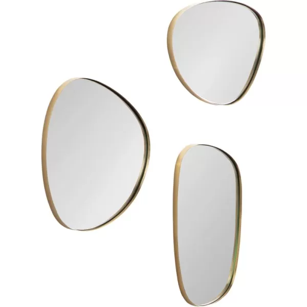 imageKate and Laurel Rollo Modern Irregular Metal Wall Mirror Set Set of 3 Varying Sizes Gold Decorative ThreePiece Asymmetric Mirror Set for Use as Bathroom Mirror Decor or Gallery Wall Mirrors