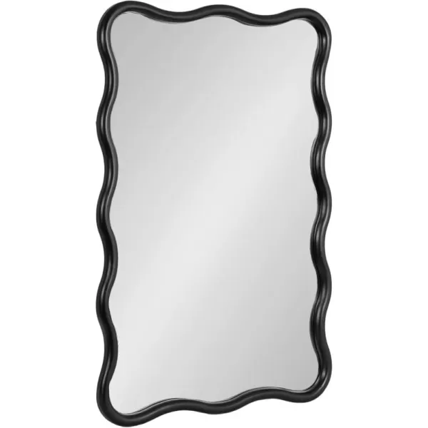 imageKate and Laurel Talma Modern Scalloped Rectangle Wall Mirror 24 x 36 Black Rectangular Wavy Mirror for Use as Bathroom Mirror for Over Sink or Cute Nursery MirrorBlack
