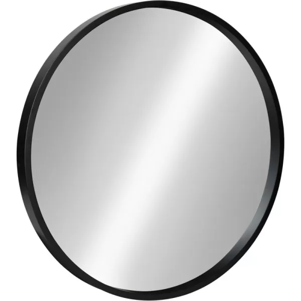 imageKate and Laurel Travis Round Wood Wall Mirror 315quot Diameter White Modern Wall Dcor AccentBlack