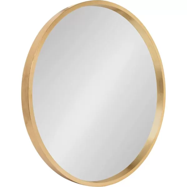 imageKate and Laurel Travis Round Wood Wall Mirror 315quot Diameter White Modern Wall Dcor AccentGold