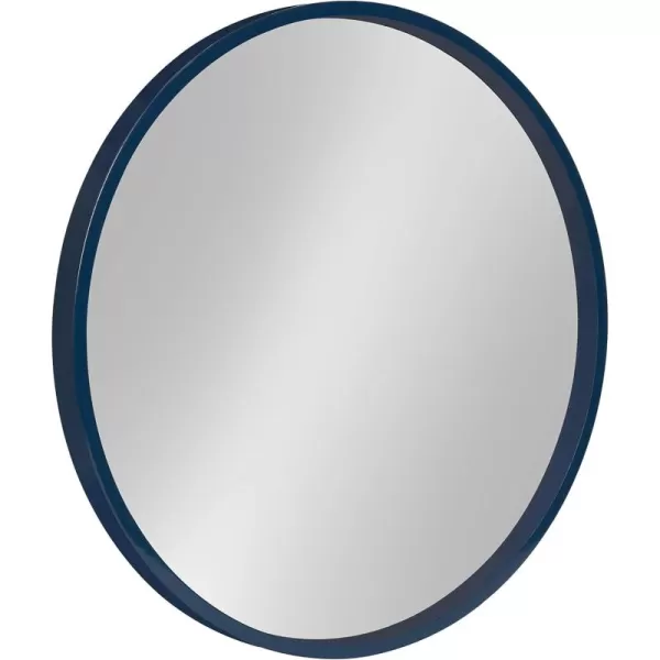 imageKate and Laurel Travis Round Wood Wall Mirror 315quot Diameter White Modern Wall Dcor AccentNavy Blue