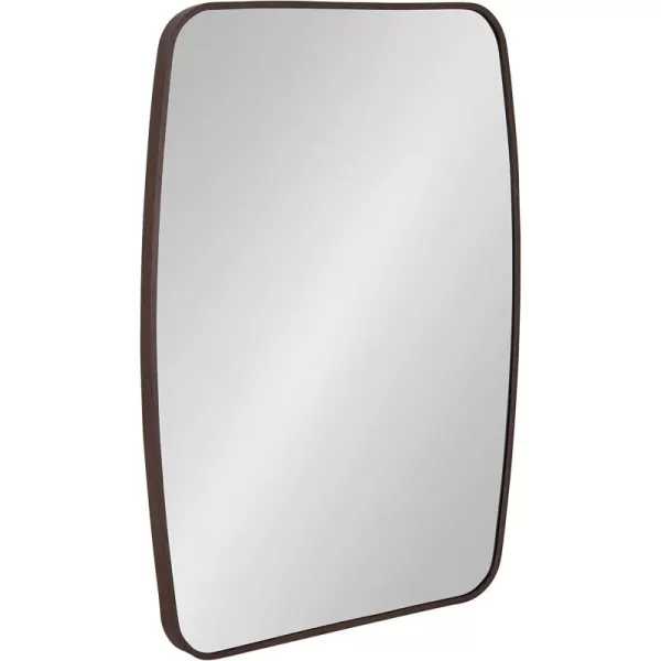 imageKate and Laurel Zayda MidCentury Modern Square Barrel Oval Framed Wall Mirror 20 x 28 Walnut Metal Minimalist Oval Mirror with Rich Woodgrain Finish and Slim Frame ProfileWalnut Brown