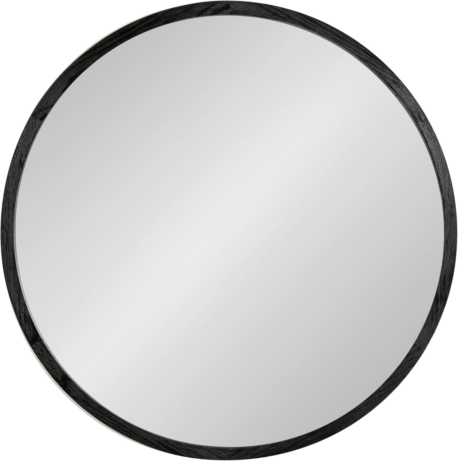 imageKate and Laurel Occonor Vintage Wooden Round Mirror 28 Inch Diameter Natural Brown Rustic Farmhouse Circle Wall Mirror with Geometric Shape and Lightly Distressed FinishBlack