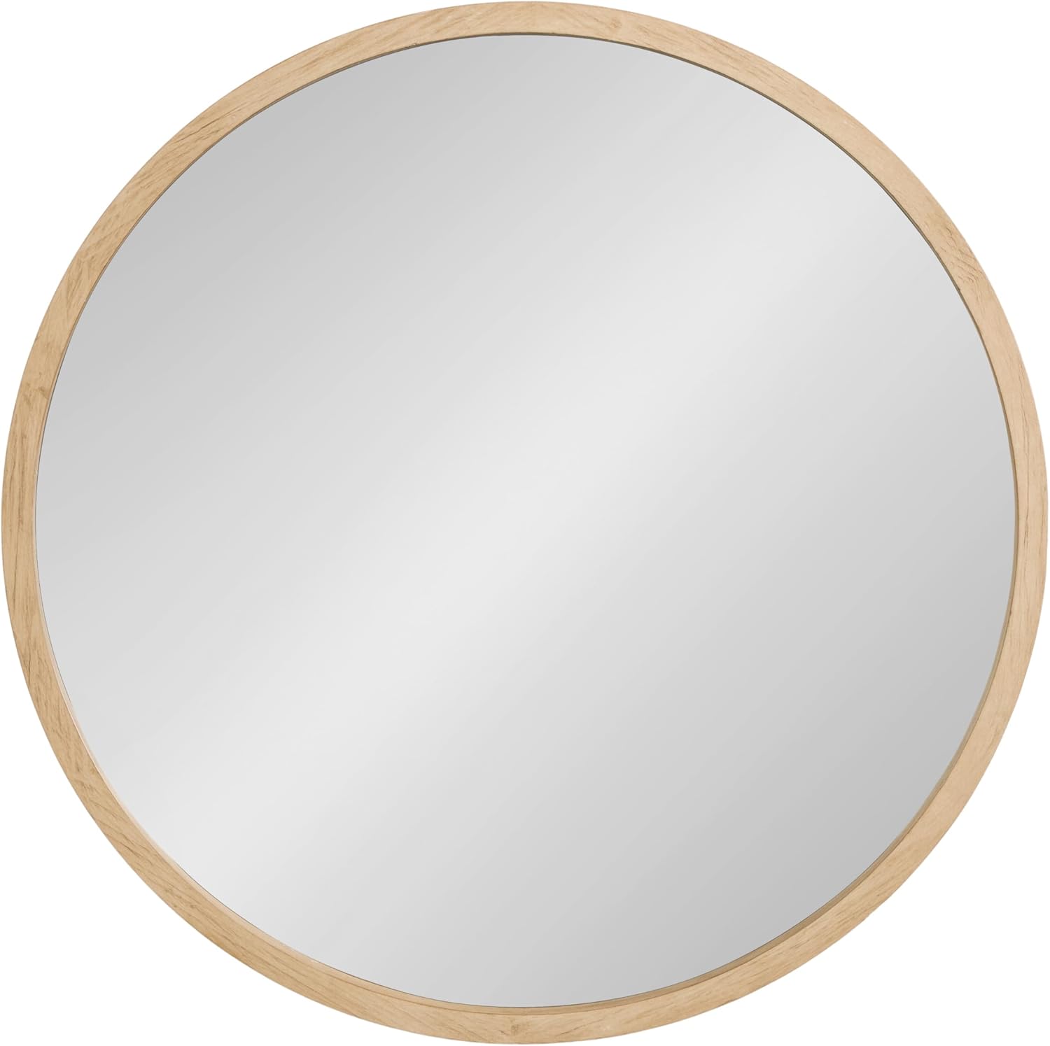 imageKate and Laurel Occonor Vintage Wooden Round Mirror 28 Inch Diameter Natural Brown Rustic Farmhouse Circle Wall Mirror with Geometric Shape and Lightly Distressed FinishNatural