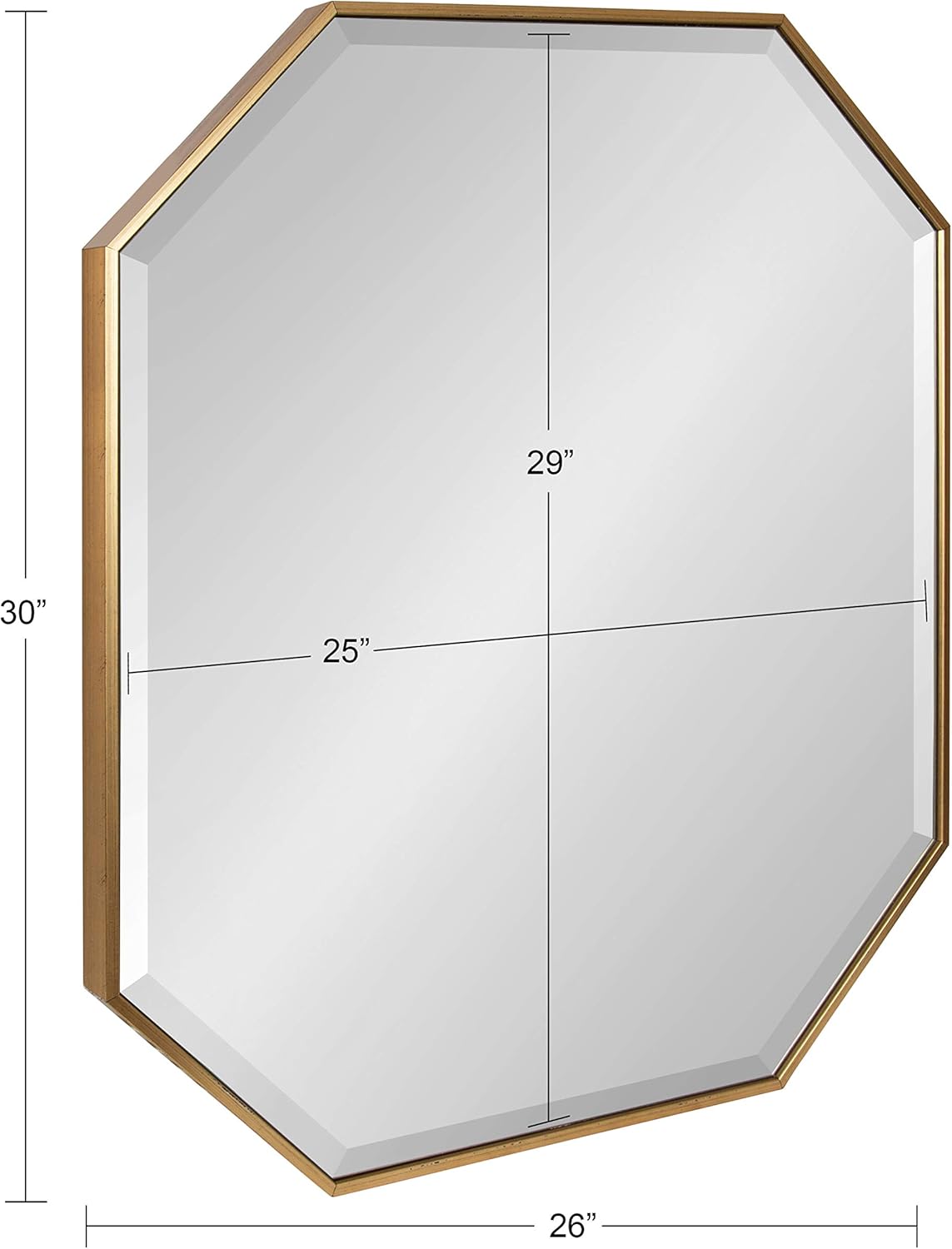 imageKate and Laurel Rhodes Modern Full Length Framed Octagon Wall Mirror 16 x 48 Gold Decorative Glam Geometric Wall AccentGold