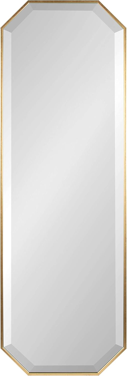 imageKate and Laurel Rhodes Modern Full Length Framed Octagon Wall Mirror 16 x 48 Gold Decorative Glam Geometric Wall AccentGold