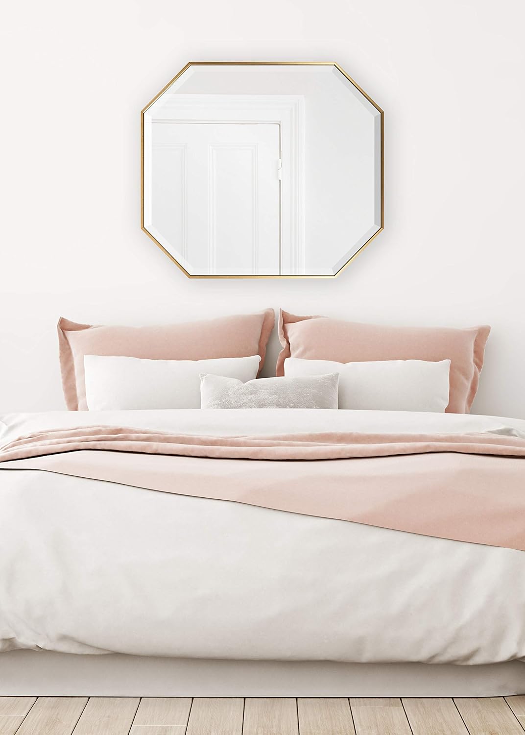 imageKate and Laurel Rhodes Modern Full Length Framed Octagon Wall Mirror 16 x 48 Gold Decorative Glam Geometric Wall AccentGold