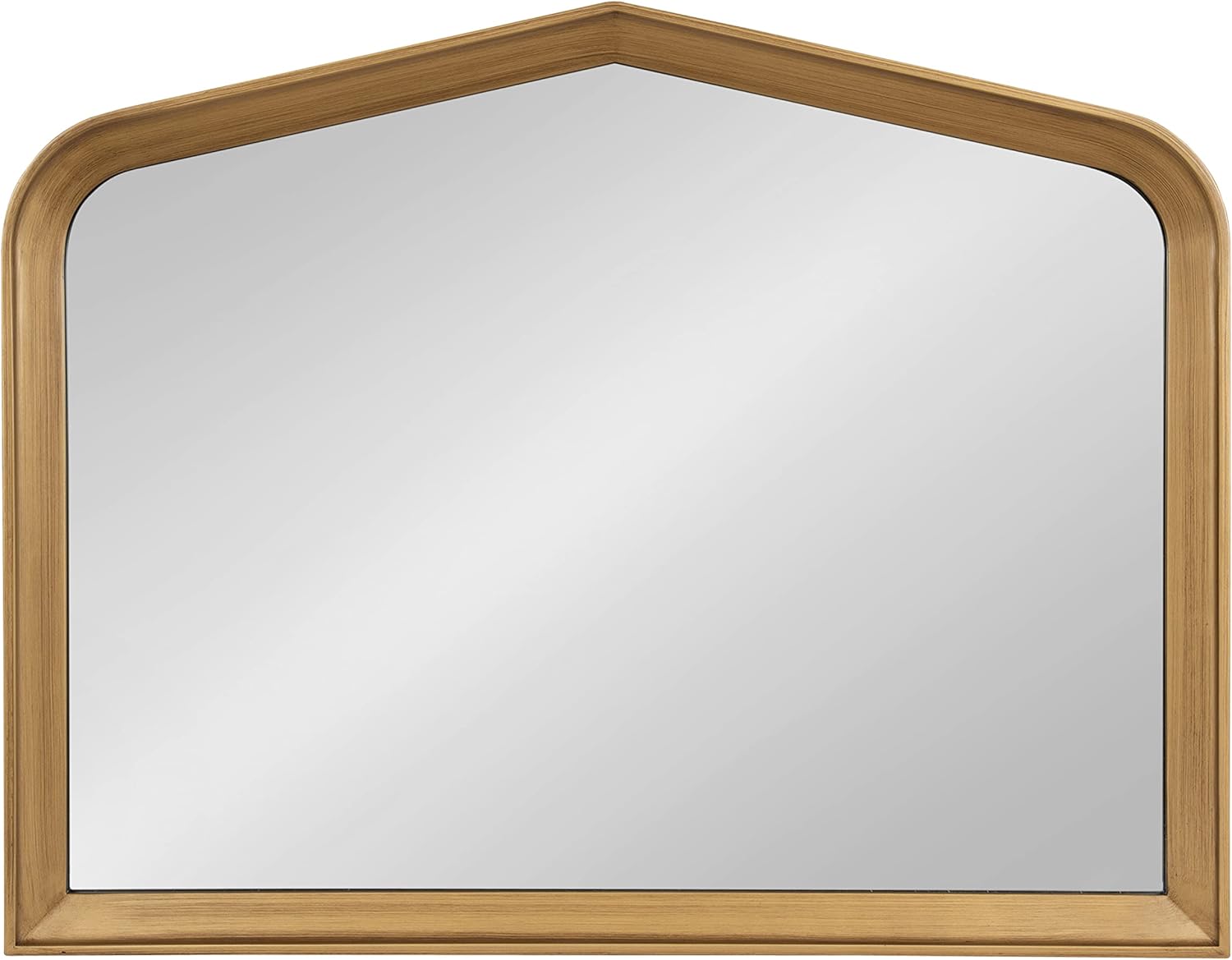 imageKate and Laurel Tudor Traditional Wooden Wide Arch Wall Mirror 36 x 28 Walnut Brown Vintage Arched Hanging Mirror with Pointed Arch and Pieced Wood FrameGold