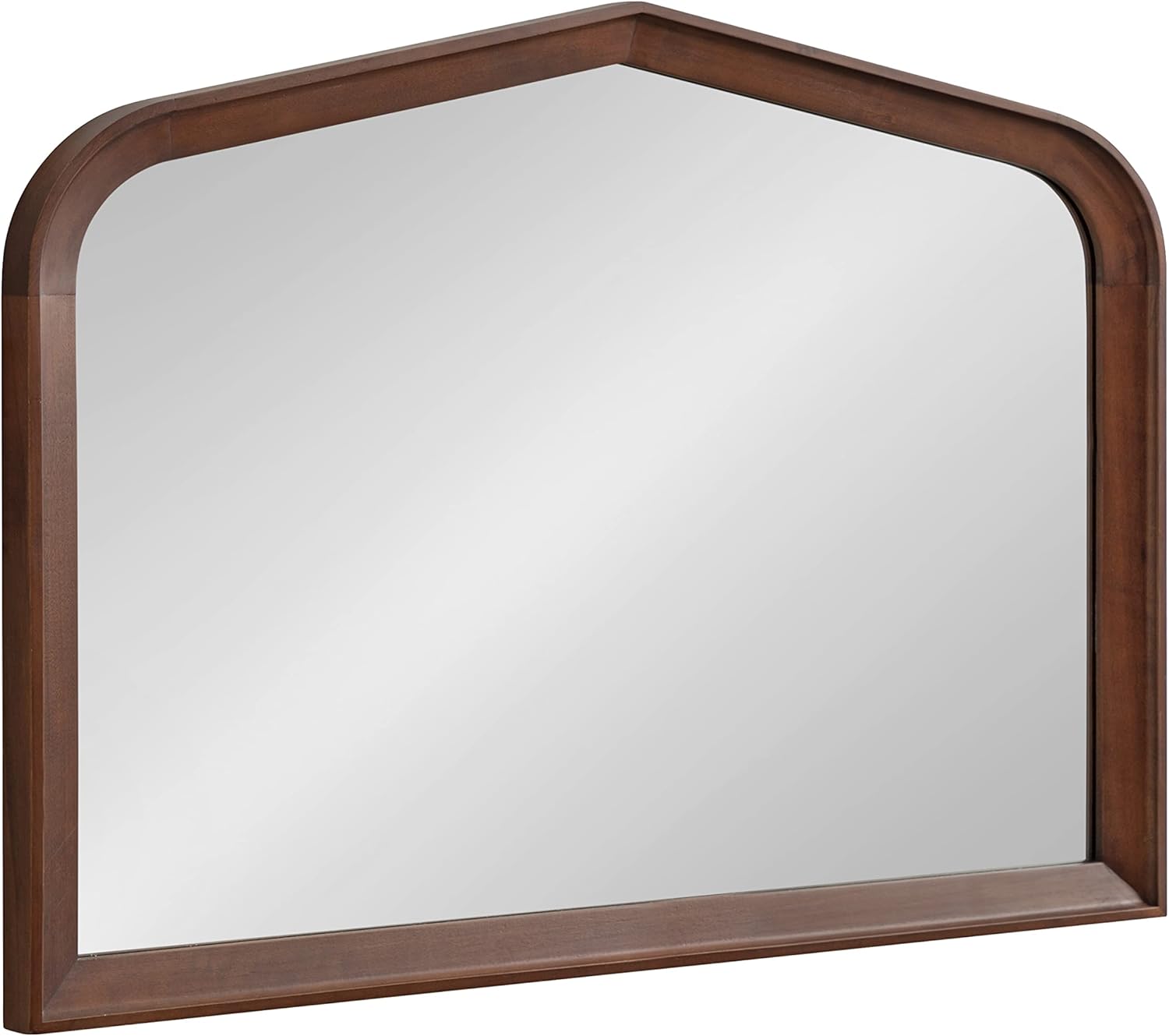 imageKate and Laurel Tudor Traditional Wooden Wide Arch Wall Mirror 36 x 28 Walnut Brown Vintage Arched Hanging Mirror with Pointed Arch and Pieced Wood FrameWalnut Brown