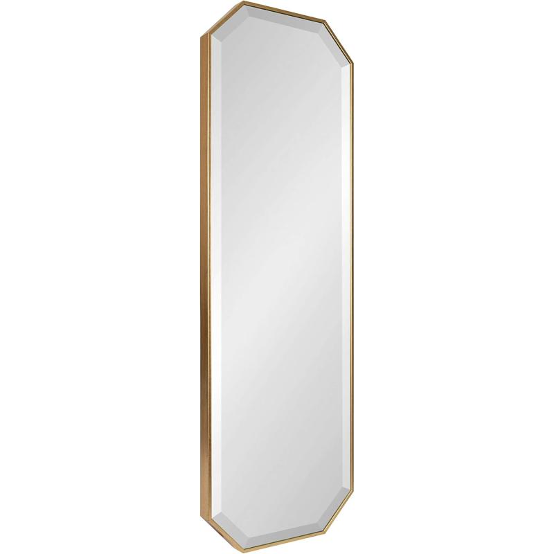 imageKate and Laurel Rhodes Modern Full Length Framed Octagon Wall Mirror 16 x 48 Gold Decorative Glam Geometric Wall AccentGold
