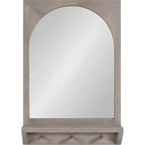 imageKate and Laurel Andover Pub Mirror with Coat Hooks 22 x 36 White Decorative Wood Wall Mirror with Five Hanging Pegs and Small Display ShelfWhite