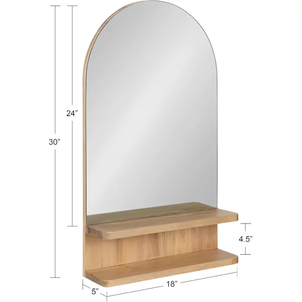 imageKate and Laurel Astora Modern Arched Wall Mirror 18 x 30 Natural Wood Scandinavian Framed Mirror for Storage and DisplayNatural