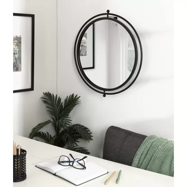 imageKate and Laurel Baron Modern Pivot Mirror 21 Inch Diameter Gold Decorative Adjustable Wall MirrorBlack