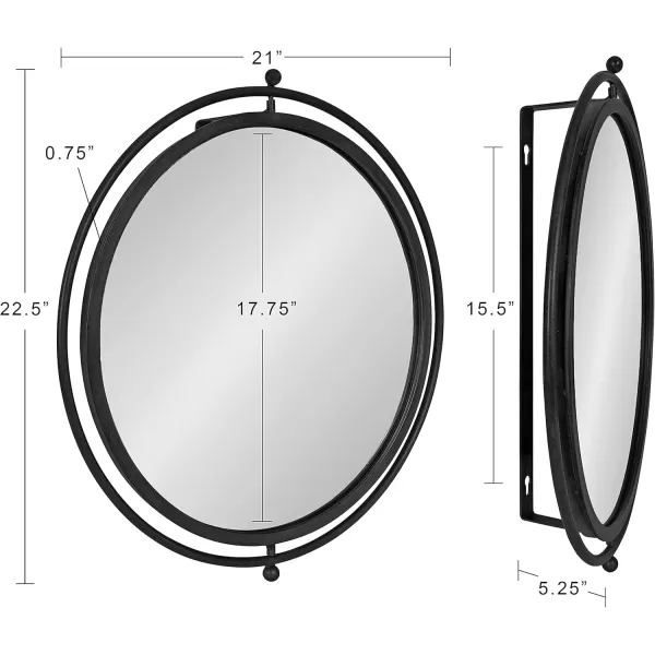 imageKate and Laurel Baron Modern Pivot Mirror 21 Inch Diameter Gold Decorative Adjustable Wall MirrorBlack