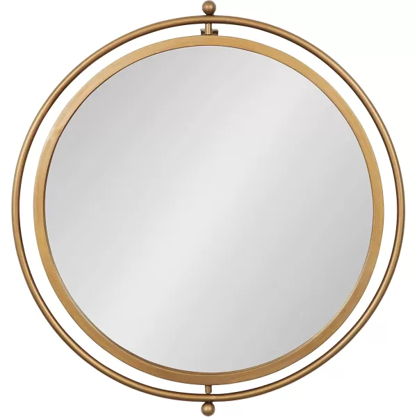 imageKate and Laurel Baron Modern Pivot Mirror 21 Inch Diameter Gold Decorative Adjustable Wall MirrorGold