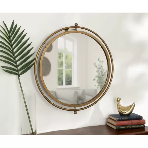 imageKate and Laurel Baron Modern Pivot Mirror 21 Inch Diameter Gold Decorative Adjustable Wall MirrorGold