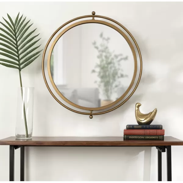 imageKate and Laurel Baron Modern Pivot Mirror 21 Inch Diameter Gold Decorative Adjustable Wall MirrorGold