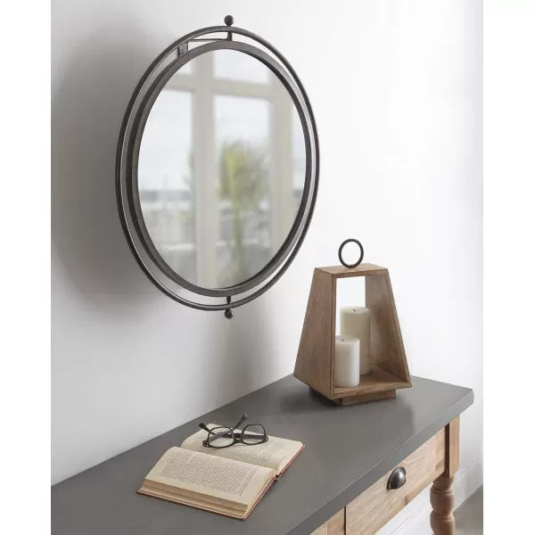 imageKate and Laurel Baron Modern Pivot Mirror 21 Inch Diameter Gold Decorative Adjustable Wall MirrorSilver