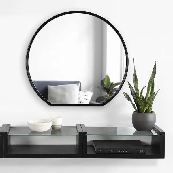 imageKate and Laurel Caskill Modern Round Mirror 24 x 23 Decorative Wall Mirror with Flat Bottom