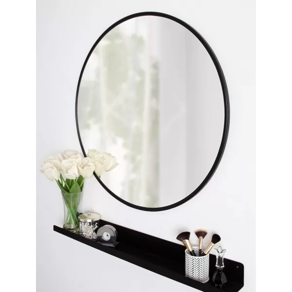 imageKate and Laurel Caskill Modern Wall Mirror 30quot Black Chic Circular Mirror for Wall DecorBlack