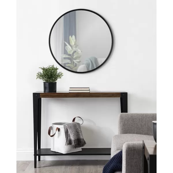 imageKate and Laurel Caskill Modern Wall Mirror 30quot Black Chic Circular Mirror for Wall DecorBlack