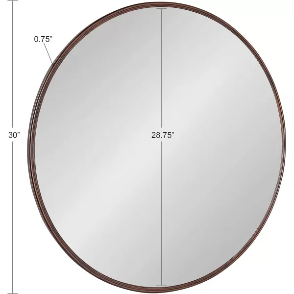 imageKate and Laurel Caskill Modern Wall Mirror 30quot Black Chic Circular Mirror for Wall DecorBronze