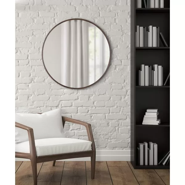 imageKate and Laurel Caskill Modern Wall Mirror 30quot Black Chic Circular Mirror for Wall DecorBronze