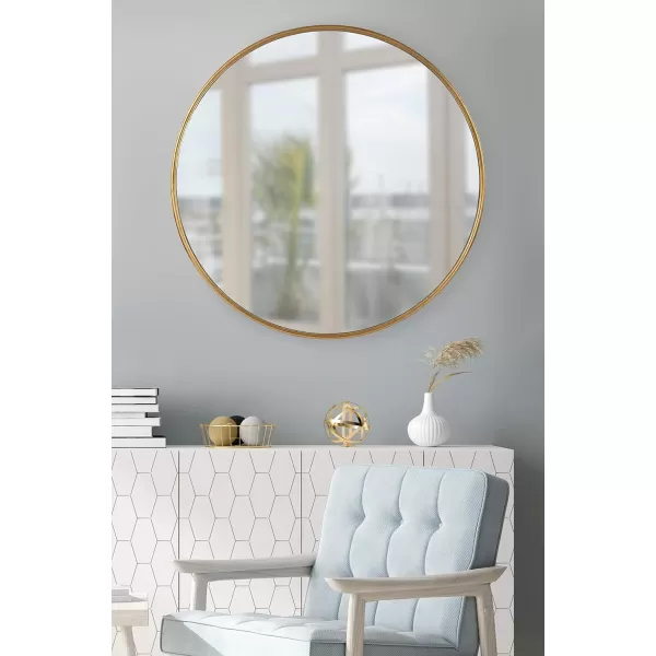 imageKate and Laurel Caskill Modern Wall Mirror 30quot Black Chic Circular Mirror for Wall DecorGold