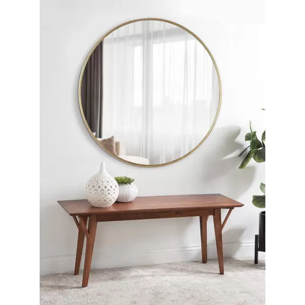 imageKate and Laurel Caskill Modern Wall Mirror 30quot Black Chic Circular Mirror for Wall DecorGold