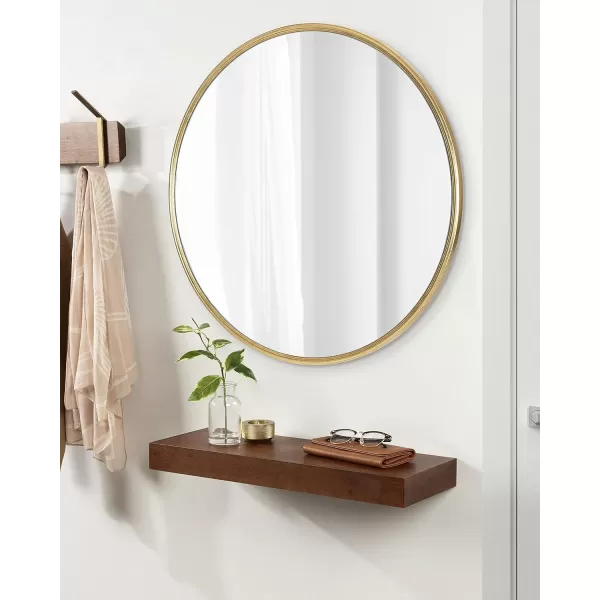 imageKate and Laurel Caskill Modern Wall Mirror 30quot Black Chic Circular Mirror for Wall DecorGold