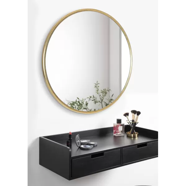 imageKate and Laurel Caskill Modern Wall Mirror 30quot Black Chic Circular Mirror for Wall DecorGold