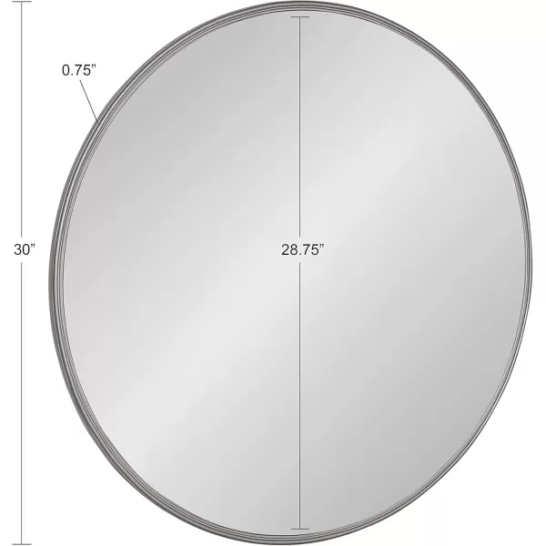 imageKate and Laurel Caskill Modern Wall Mirror 30quot Black Chic Circular Mirror for Wall DecorGrey