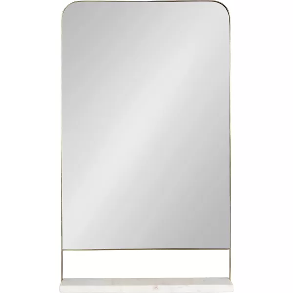 imageKate and Laurel Chadwin Modern Rectangle Wall Mirror with Shelf 20 x 34 White and Gold Glam Rectangular Contemporary Marble and Metal Mirror for Storage and DisplayGold