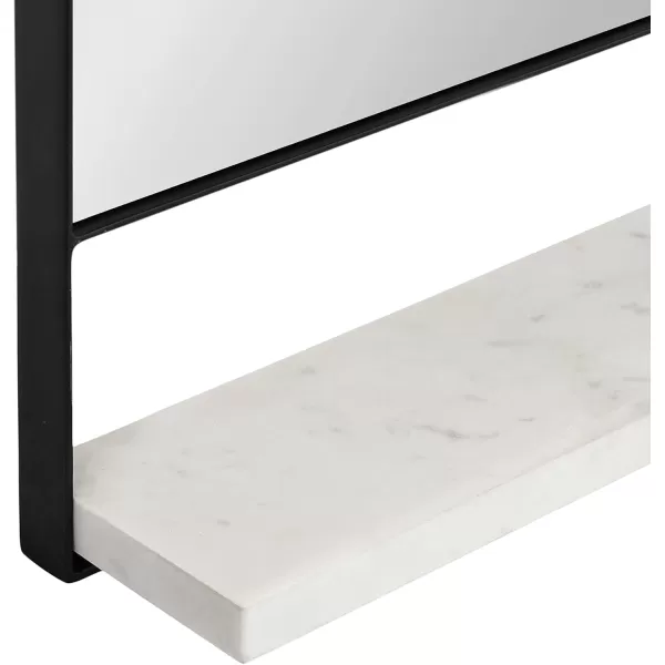 imageKate and Laurel Chadwin Modern Rectangle Wall Mirror with Shelf 20 x 34 White and Gold Glam Rectangular Contemporary Marble and Metal Mirror for Storage and DisplayBlack